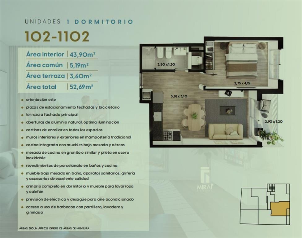 VENTA APTO POZO 1 DORM FRENTE AMENITIES CORDON SUR
