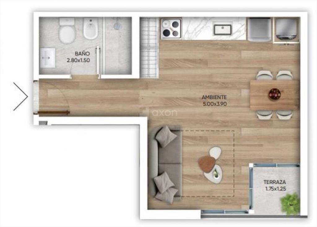 VENTA DE APARTAMENTO MONOAMBIENTE EN OBRA EN CORDON, MET RO