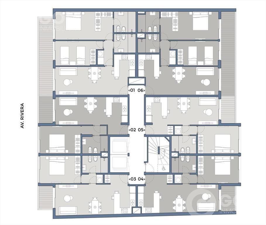 Venta de apartamento de 1 dormitorio con terraza en Pocitos