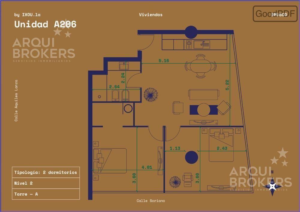 Apartamento de 2 dormitorios en venta en Centro - 206A