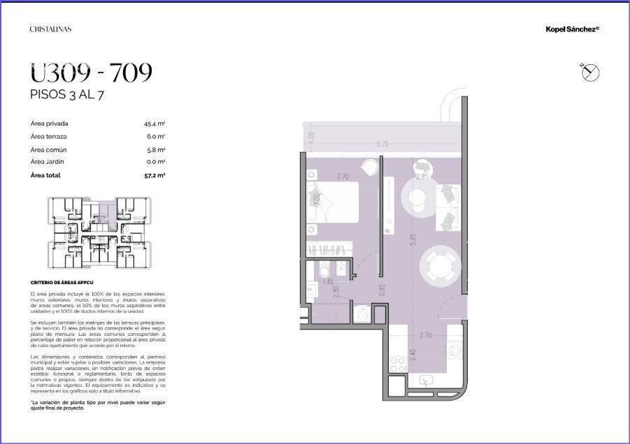 Apartamento de un dormitorio en venta en Barra de Carrasco