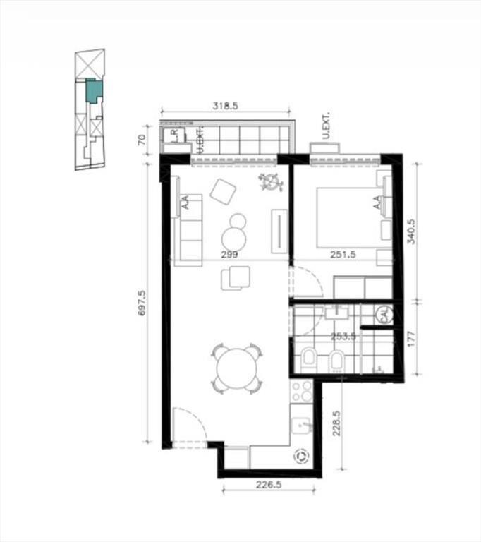 Venta apartamento 1 dormitorio en Cordón