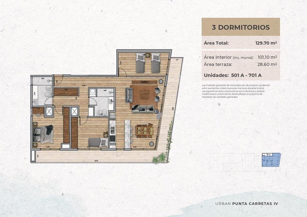 Venta Apartamento 3 Dormitorios en Punta Carretas