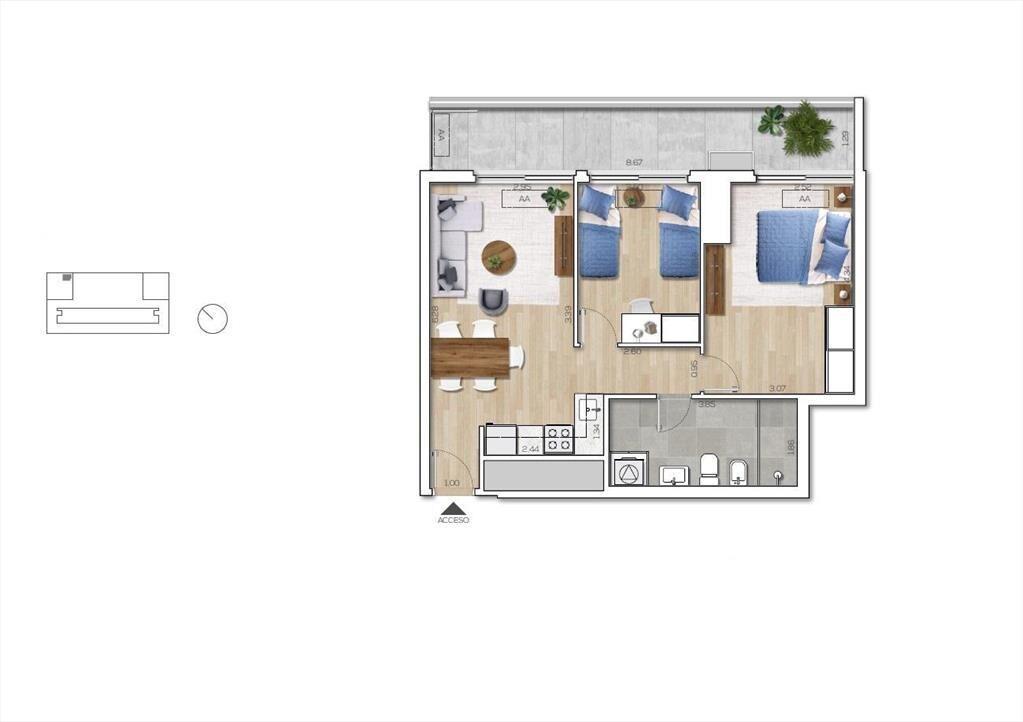 Venta apartamento dos dormitorios en Capurro - 101b