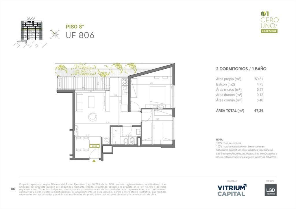 Apartamento en 01 Libertador...