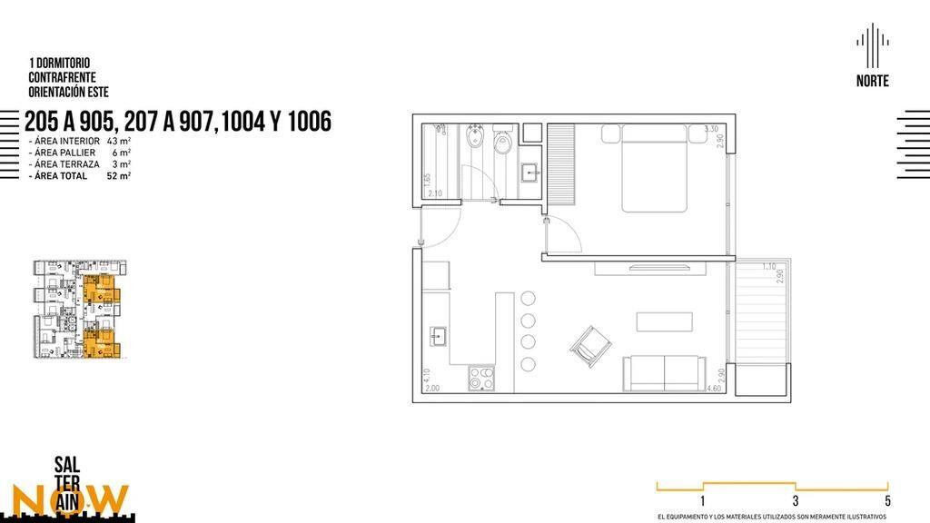 Venta de apartamento de 1 dormitorio en Now Salterain, Cordó