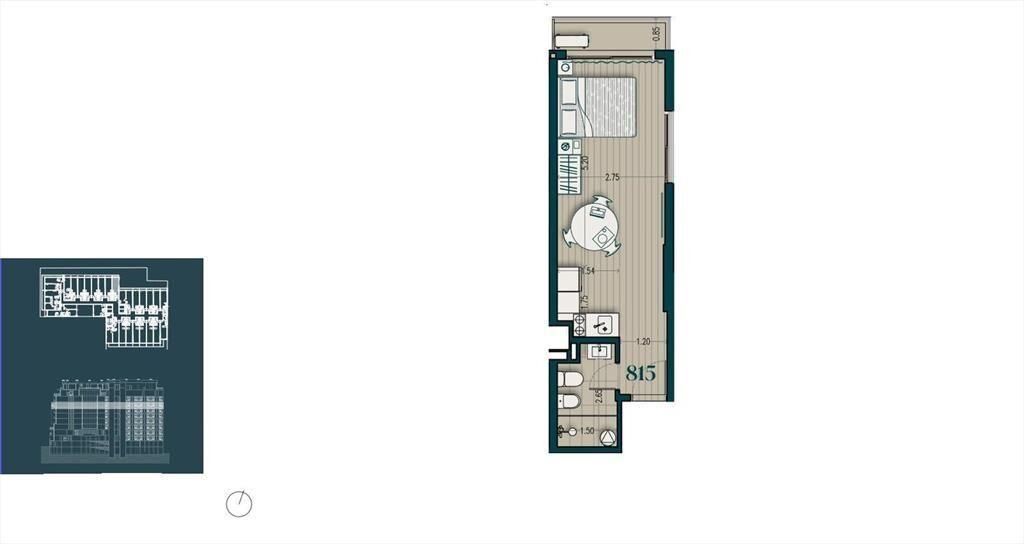 Venta apartamento monoambiente en Parque Rodó - 815