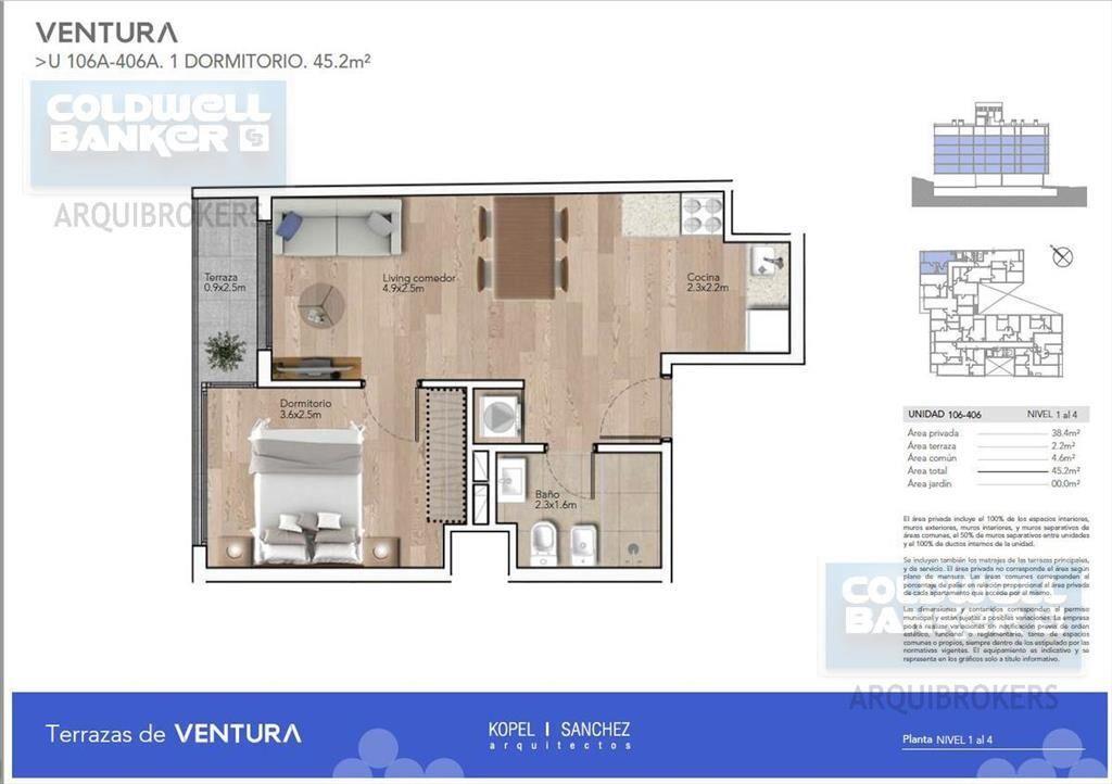 Apartamento en alquiler en La Blanqueada de 1 dormitorio -