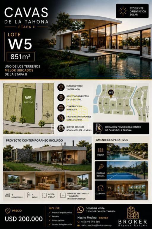 Lote Terreno en Cavas de la Tahona I 851m2 I