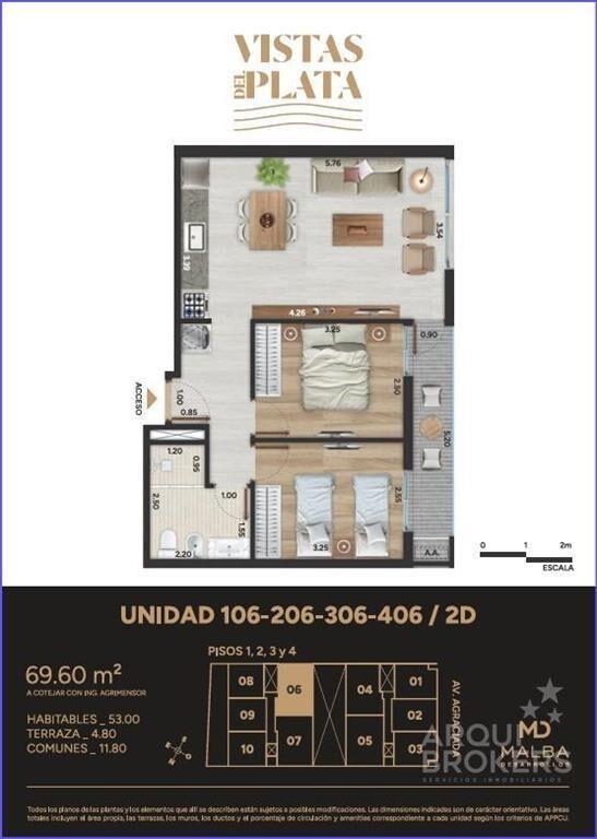 Apartamento  de dos dormitorios en venta en Aguada - 106
