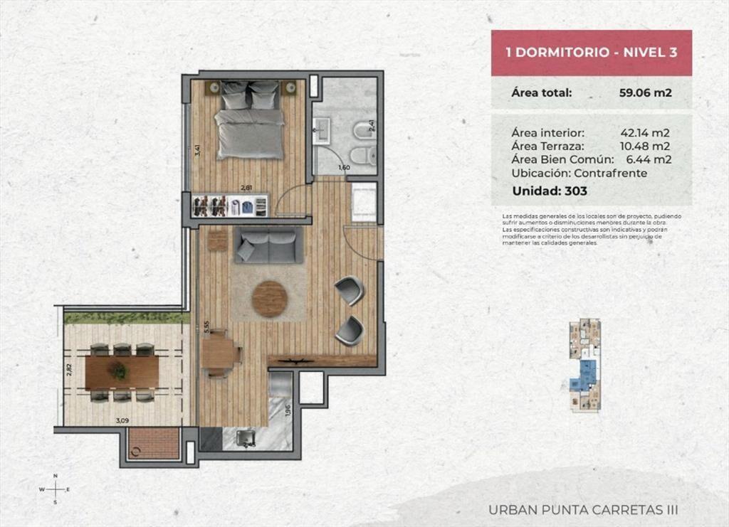 VENTA Apartamento de 1 dormitorio PUNTA CARRETAS