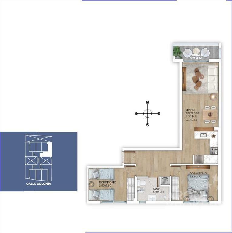 Apartamento de dos dormitorios en venta en Cordón - 205
