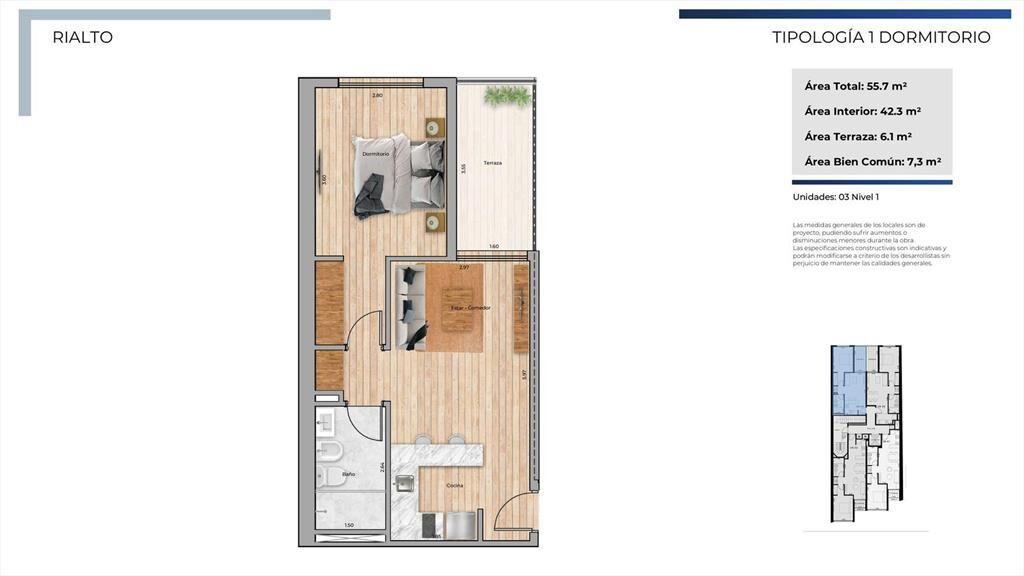 Venta Apartamento Cordón Sur 1 Dormitorio Estrena 04/27