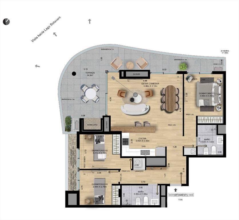 Venta de apartamento 3 dormitorios con vista al lago en Par