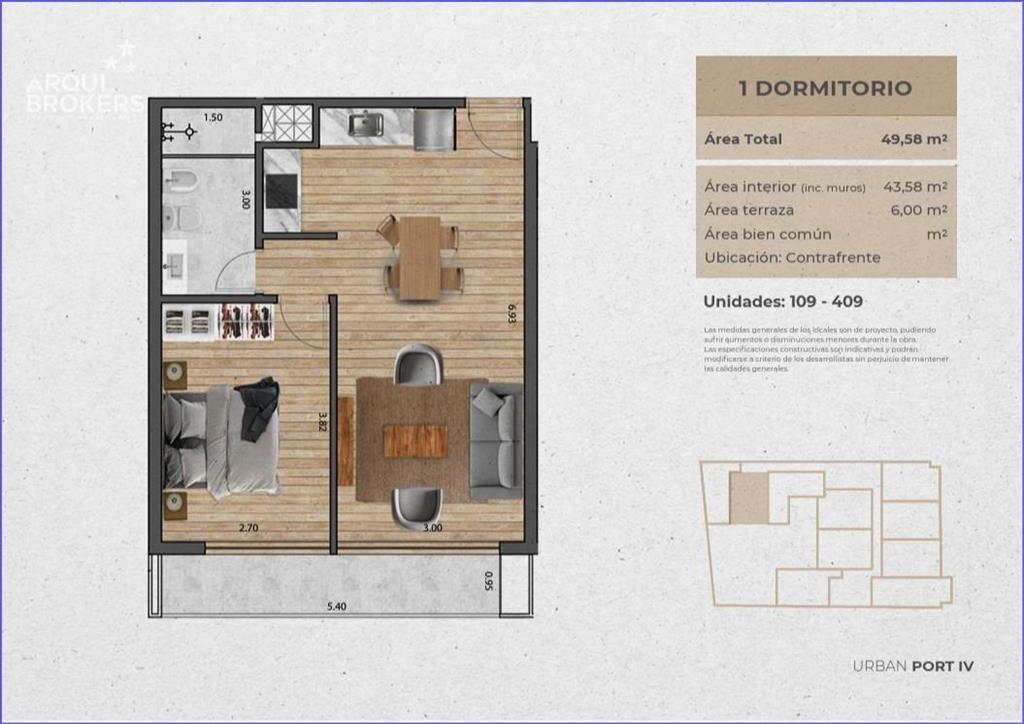 Apartamento de un dormitorio en venta en Pocitos Nuevo - 10