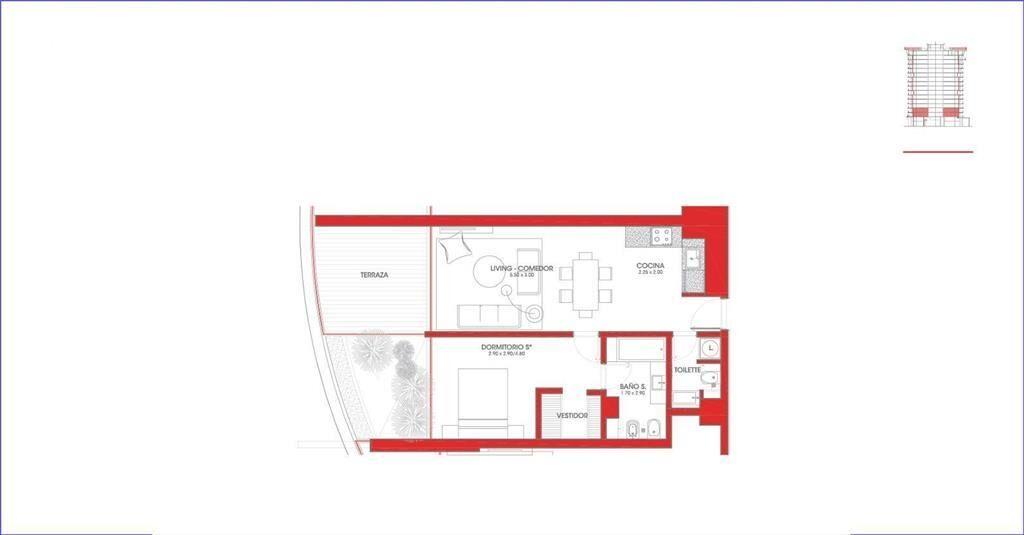 Apartamento de un dormitorio en alquiler en Parque Roosevel