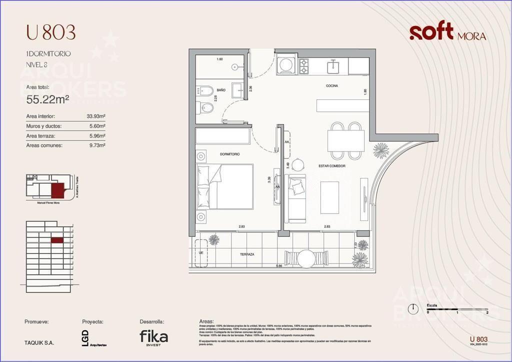 Apartamento de un dormitorio en venta en Cordón Sur - 803