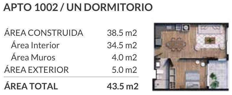 Apartamento de un dormitorio en venta en Cordón Sur - 1002
