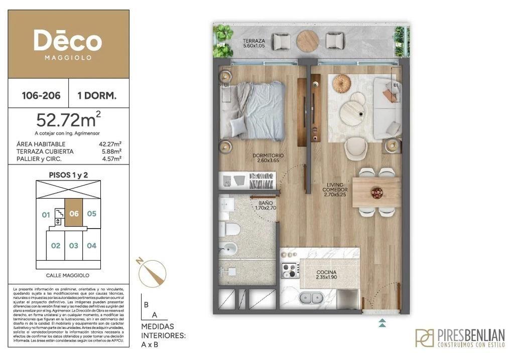 Venta apartamento 1 dormitorio en Déco Maggiolo, Parque Rod