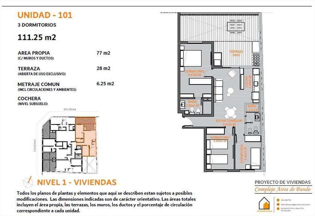 Venta apartamento 3 dormitorios en Aires de Pando
