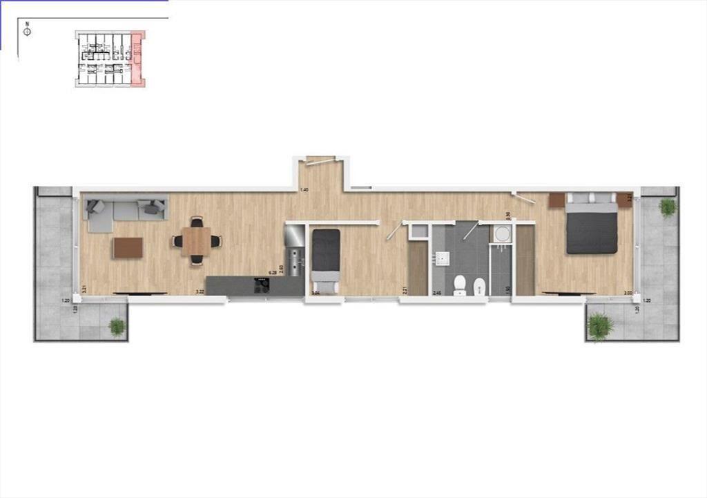 Apartamento de dos dormitorios en venta en Buceo - 1204
