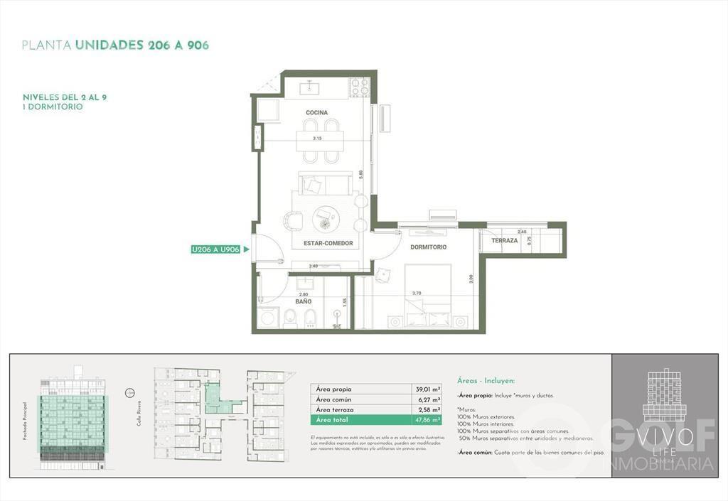 VENTA DE APARTAMENTO DE 1 DORMITORIO EN CORDON