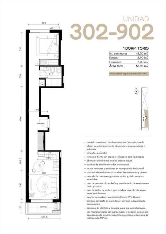 Venta Apartamento 1 Dormitorio en Cordon Sur