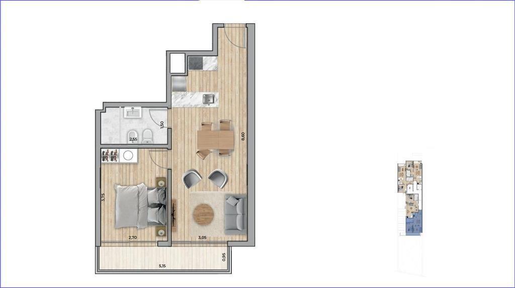 Venta apartamento un dormitorio en Punta Carretas - 704