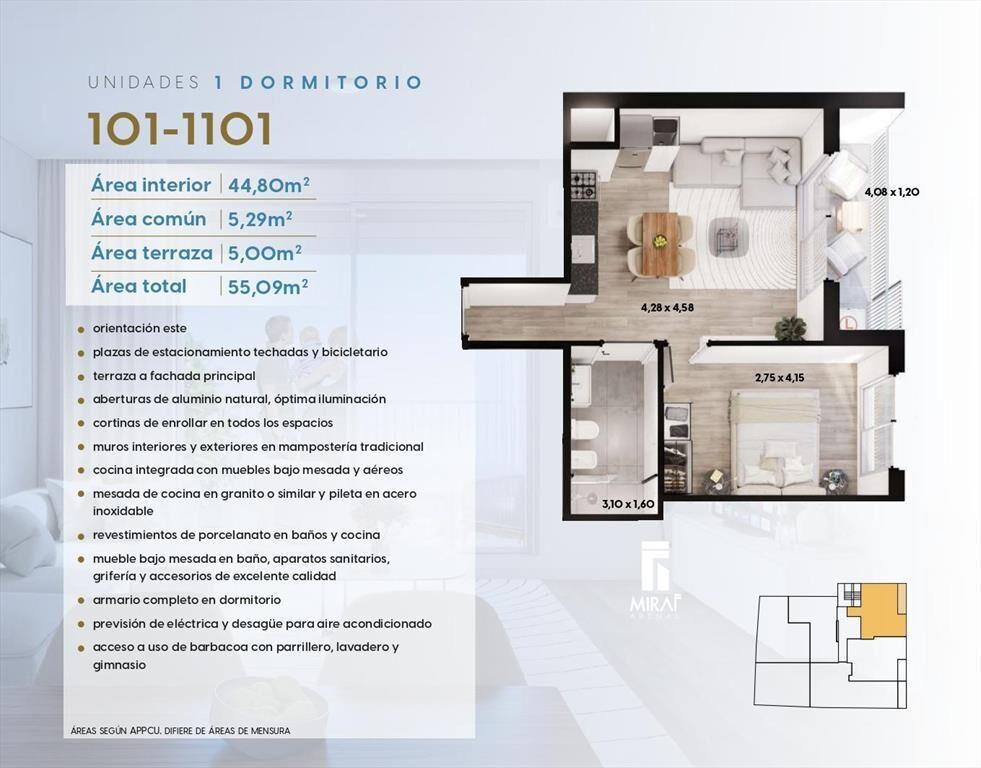 Venta Apartamento 1 Dormitorio en Cordon