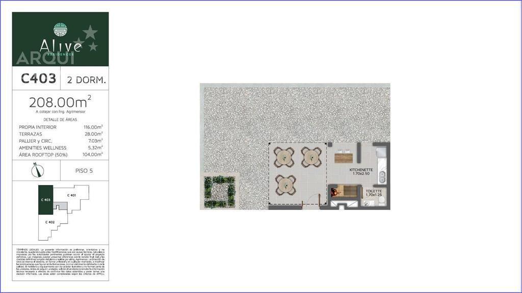 Apartamento de 2 dormitorios en venta en Carrasco - C403