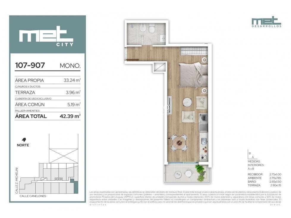 va1914 venta monoambiente MET CITY centro
