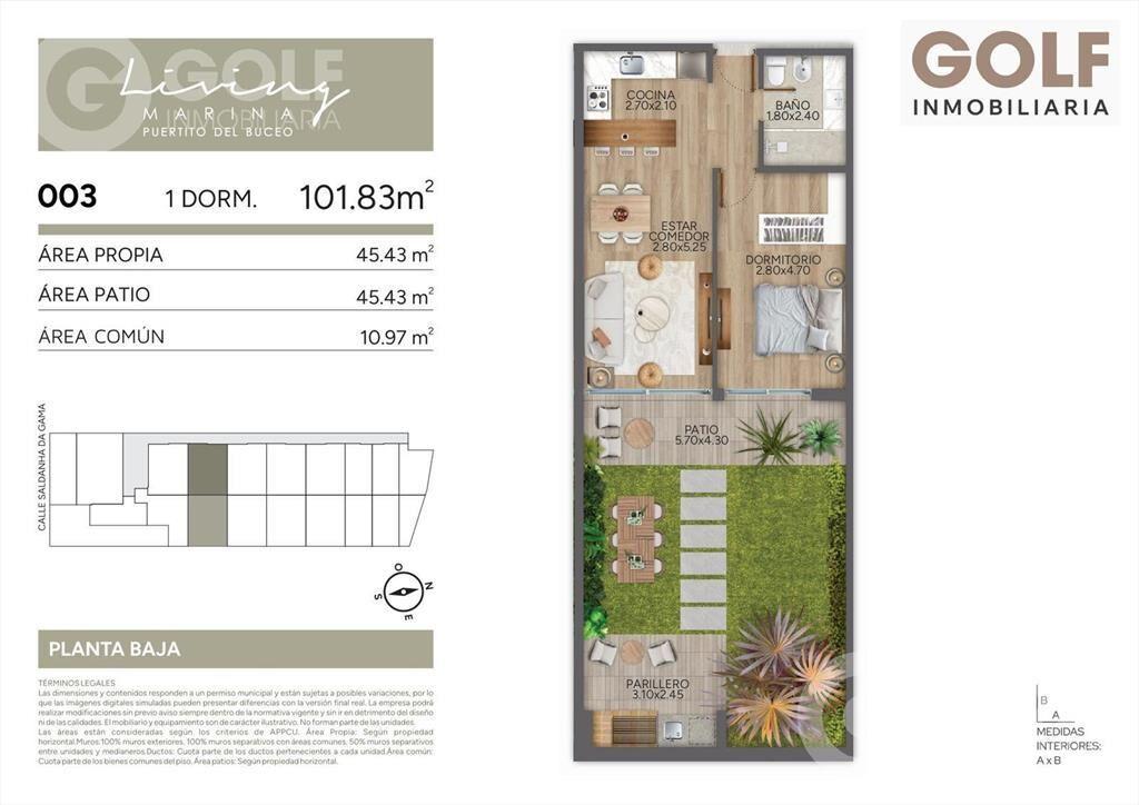 Venta de Apartamento 1 dormitorio en Puertito del Buceo