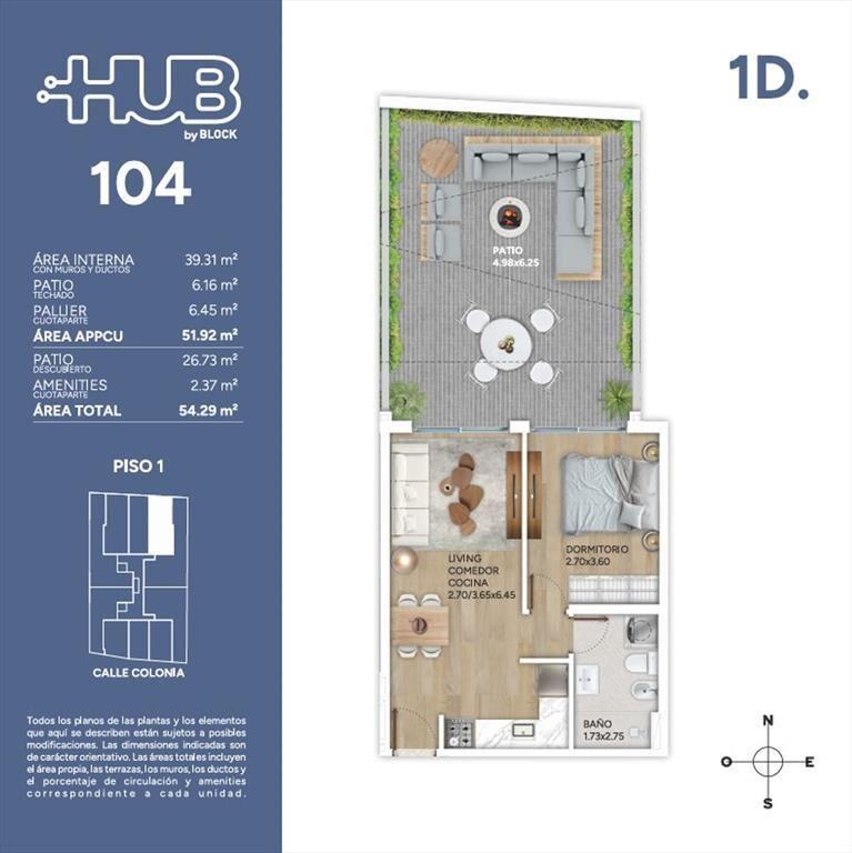 Patio 1 dorm en Hub Cordon con Amenities 2027