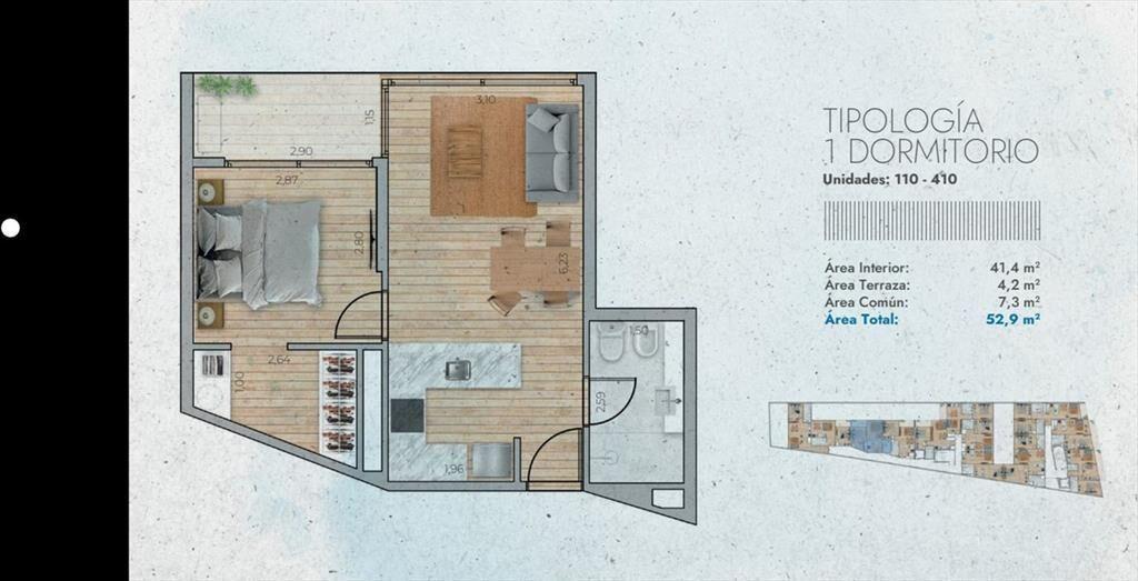 VENTA Apartamento POCITOS 1 dormitorio balcón POZO