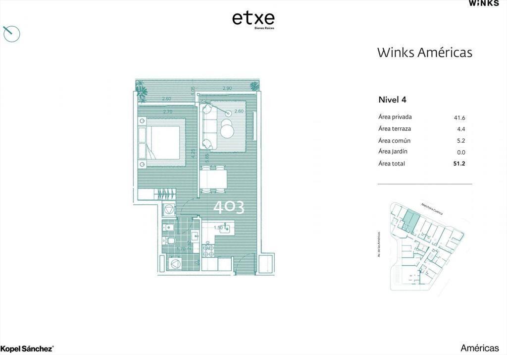 Reventa Apartamento 1 dormitorio en Winks Americas...