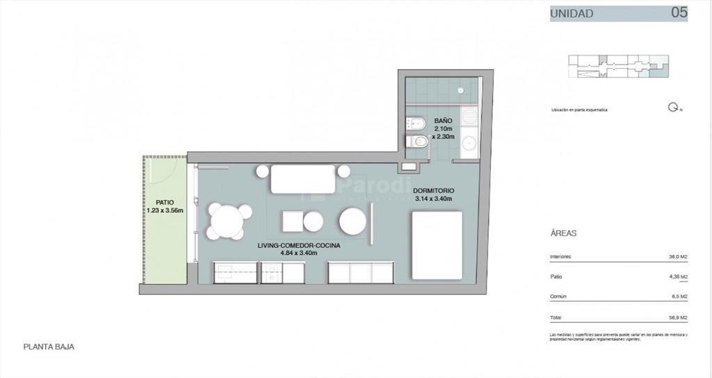 PARODI VENTA APARTAMENTO POCITOS  MONOAMBIENTES DUPLEX PENT