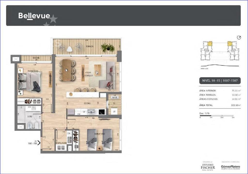 Apartamento de dos dormitorios en venta en Ciudad de la Co