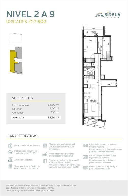 Venta apartamento 2 dormitorios en Cordón al frente