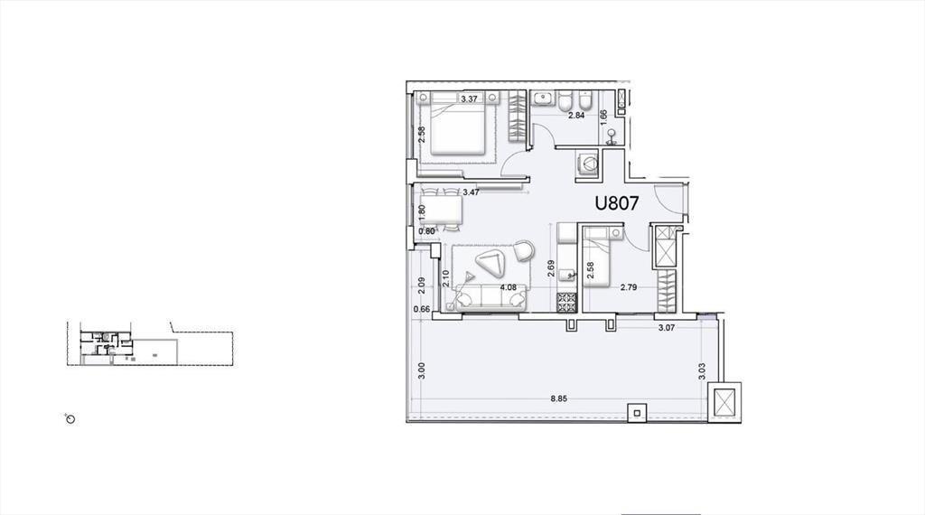Apartamento penthouse de 2 dormitorios venta en Tres Cruces