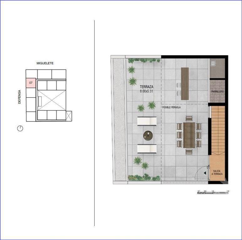 Apartamento penthouse de dos dormitorios en venta en Tres C