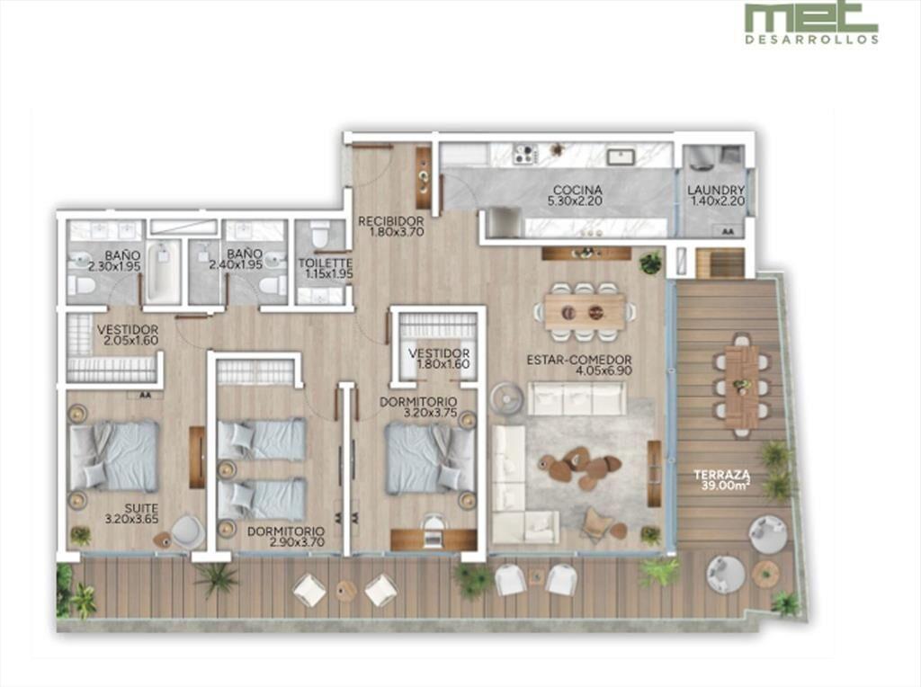 VENTA APARTAMENTO 3 DORMITORIOS EN CARRASCO