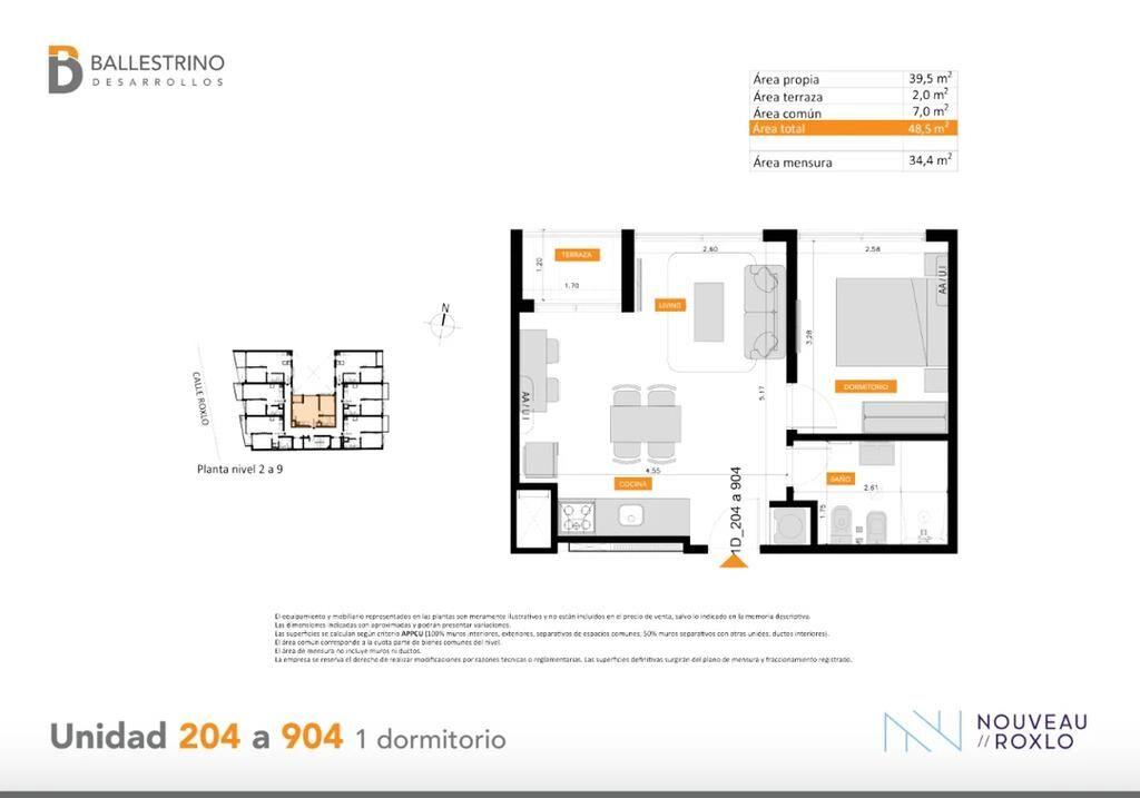 Venta de apartamento de 1 dormitorio con balcón en Nouveau R