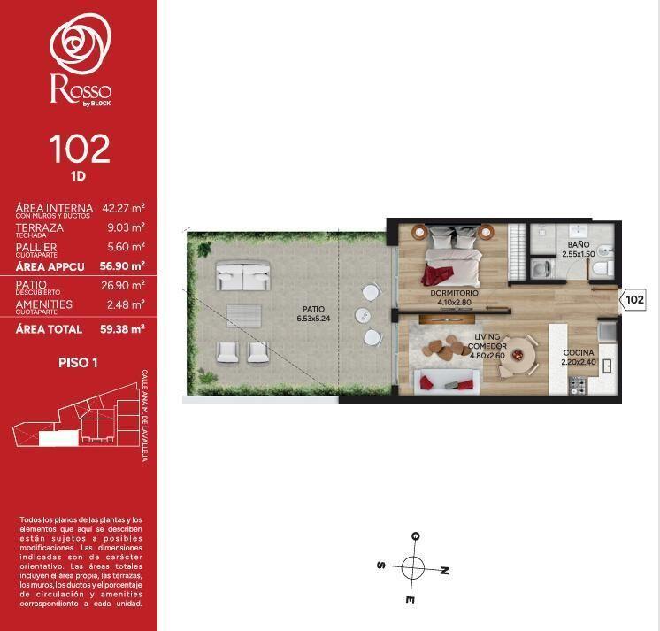 Venta Apartamento 1 Dormitorio en Cordón