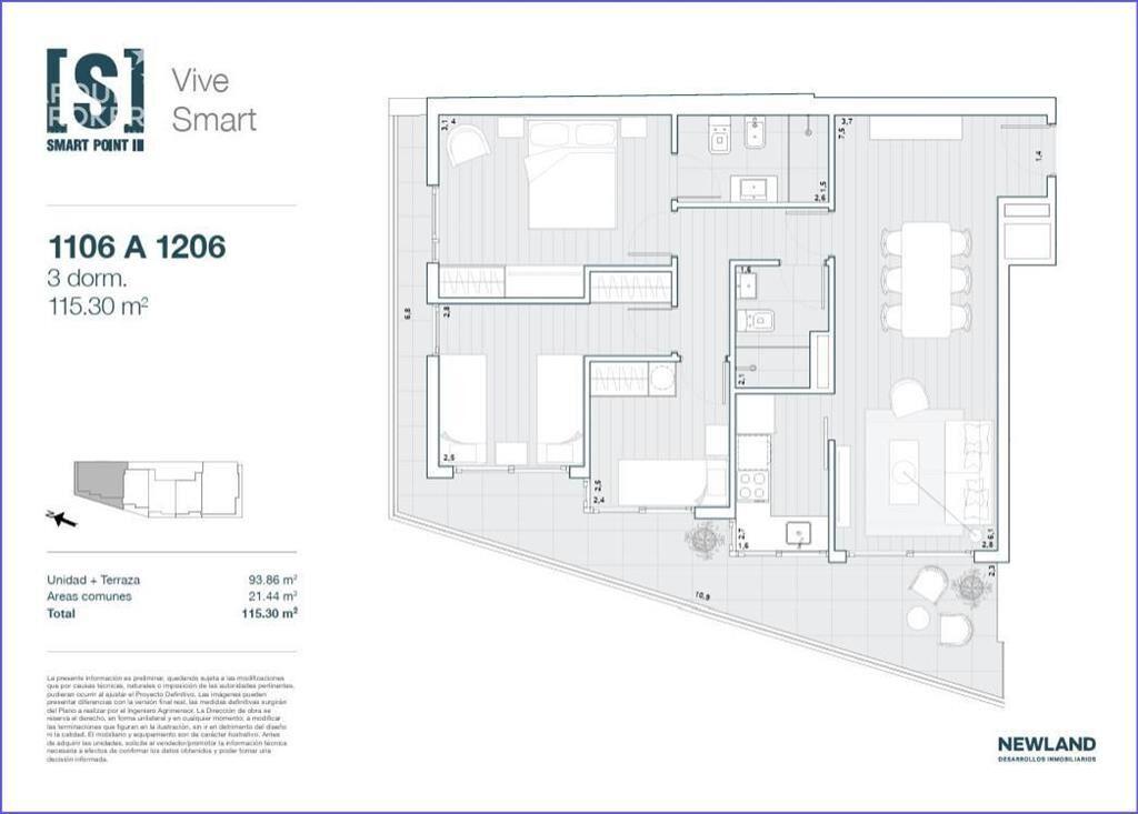 Apartamento de tres dormitorios en venta en  Tres Cruces -