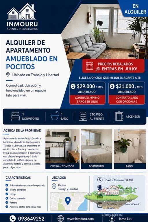 Alquiler de apartamento amueblado en Pocitos