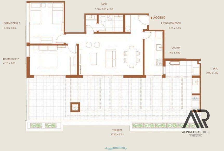 Apartamento de 2 dormitorios, con amplia terraza en Ciud...
