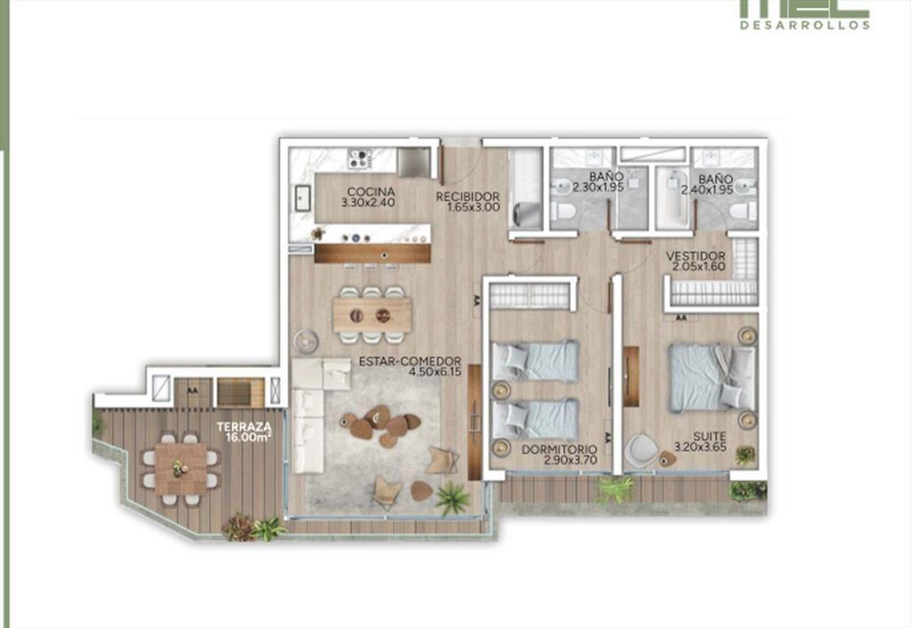 VENTA APARTAMENTO 2 DORMITORIOS EN CARRASCO