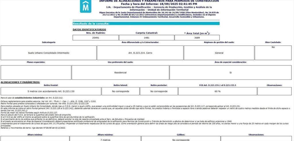 VENTA terreno Cerro - Área VIS (Ley 18.795)