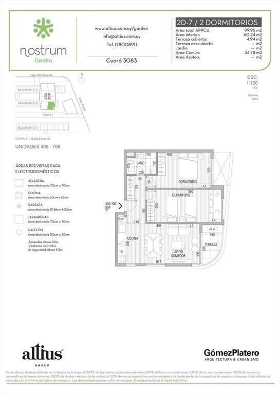 VENTA APARTAMENTO 2 DORMITORIOS NOSTRUM GARDEN