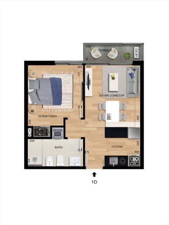Vendo apartamento de 1 dormitorio con terraza, garaje opcio